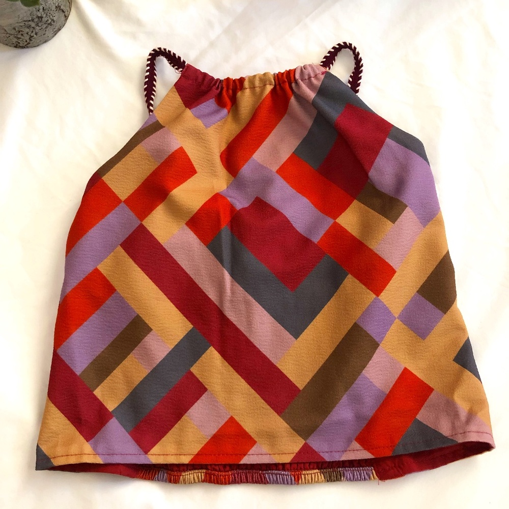 NWOT Truce Girls L (14) Strap tank top Patchwork pattern